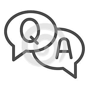 Speech Bubbles with letters q and a line icon, communication concept, chat sms sign on white background, chat icon in