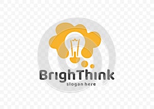 Speech bubbles with light bulb logo design. Insight or ideas concept vector design
