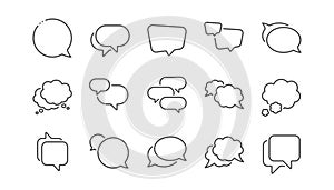 Speech bubbles line icons. Social media message, comic bubbles and chat. Linear set. Vector