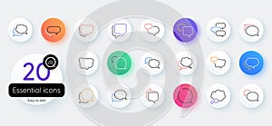 Speech bubbles line icons. Social media message, comic bubbles and chat. Vector