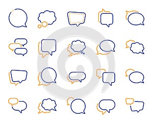 Speech bubbles line icons. Social media message, comic bubbles and chat. Vector