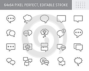 Speech bubbles line icons. Vector illustration include icon - balloon, comment, message, communication, conversation