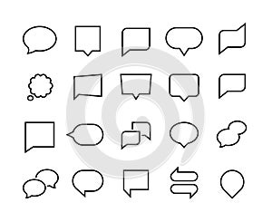 Speech bubbles line icons. Web chat forms, mobile application talk symbol, publication comment. Vector conversation