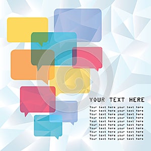 Speech bubbles with low poly design background