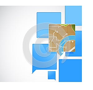 Speech bubbles and map pointer illustration