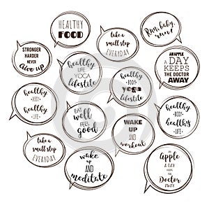 Speech bubbles with motivation quotes