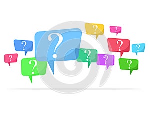 Speech bubbles with multicolored question marks vector illustration