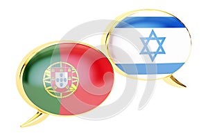 Speech bubbles, Portuguese-Israeli conversation concept. 3D rend