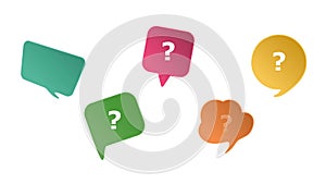 speech bubbles with question marks isolated on white background. 4K VDO