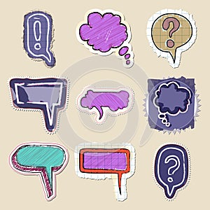 Speech bubbles set. Hand drawn and isolated