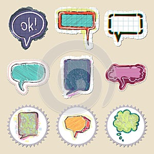 Speech bubbles set. Hand drawn and isolated