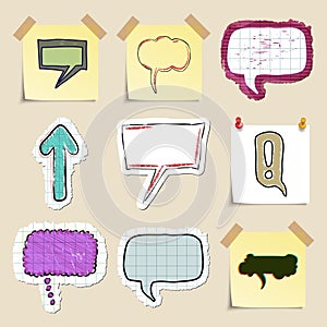 Speech bubbles set. Hand drawn and isolated