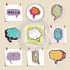 Speech bubbles set. Hand drawn and isolated