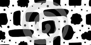 Speech bubbles shapes seamless pattern on white background. Social media communication