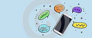 Speech bubbles and a smartphone