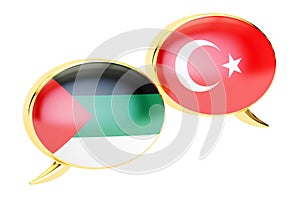 Speech bubbles, Turkish-Arab conversation concept. 3D rendering