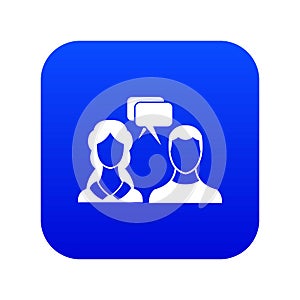 Speech bubbles with two faces icon digital blue