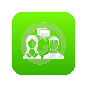 Speech bubbles with two faces icon digital green