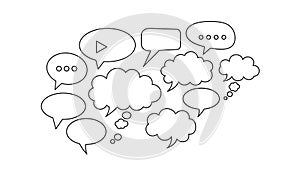 Speech Bubbles Vector Communication, Dialogue, Thought Clouds