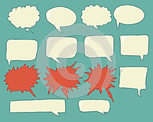 Speech bubbles voice bubble set hand drawing