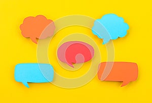 Speech bubbles on a yellow background