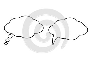 Speech cloud icon, line style vector illustration. Speech or think bubble, empty communication cloud.