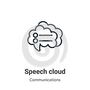 Speech cloud outline vector icon. Thin line black speech cloud icon, flat vector simple element illustration from editable
