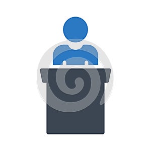 Speech glyph colour vector icon