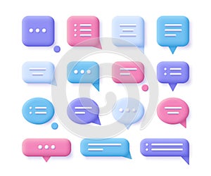 Speech, communication, dialogue bubbles - realistic icon set.