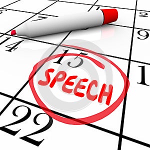 Speech Date Circled Calendar Important Speaking Engagement Reminder