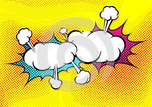 Speech explosion bubble collision pop-art style