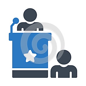 Speech glyph colour vector icon