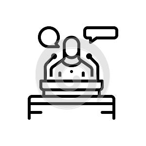 Black line icon for Speech, lecture and presenter