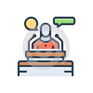 Color illustration icon for Speech, lecture and podium