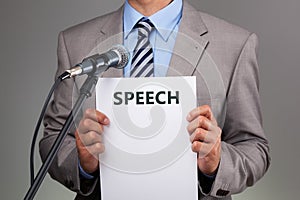 Speech with microphone