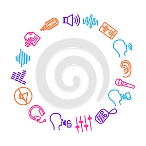 Speech Recognition Device Thin Line Round Design Template . Vector