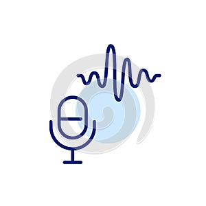 Speech recognition icon. Microphone and sound waves. Modern artificial intelligence technology. Pixel perfect icon