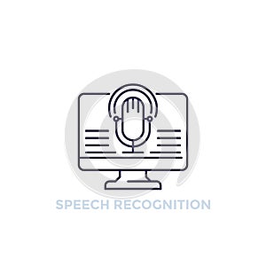 Speech recognition vector line icon