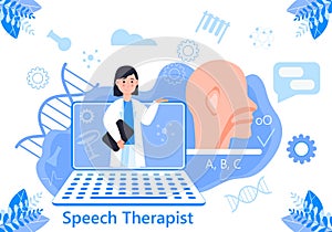 Speech therapist for online consultation concept vector. Family doctor for remote and distance medical support