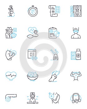 Speech therapy linear icons set. Communication, Articulation, Fluency, Phmic, Phonological, Pragmatic, Receptive line photo