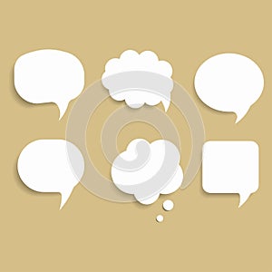 Speech thought bubble set, flat design, vector