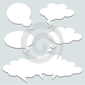 Speech thought bubbles, clouds, illustration