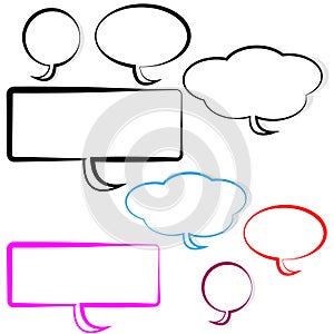 Speech and thought bubbles on white background