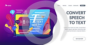 Speech to text concept landing page