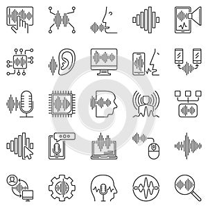 Speech and Voice Recognition outline vector icons set