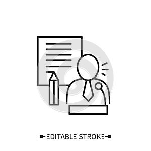 Speechwriting icon. Marketing brand concept