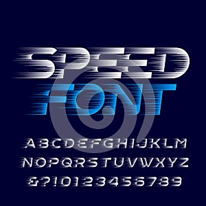 Speed alphabet font. Fast speed effect type letters and numbers.