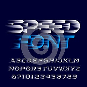 Speed alphabet font. Fast speed effect type letters and numbers. photo