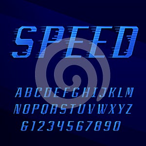 Speed alphabet vector font.