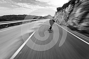 Speed blur fast longboard downhill